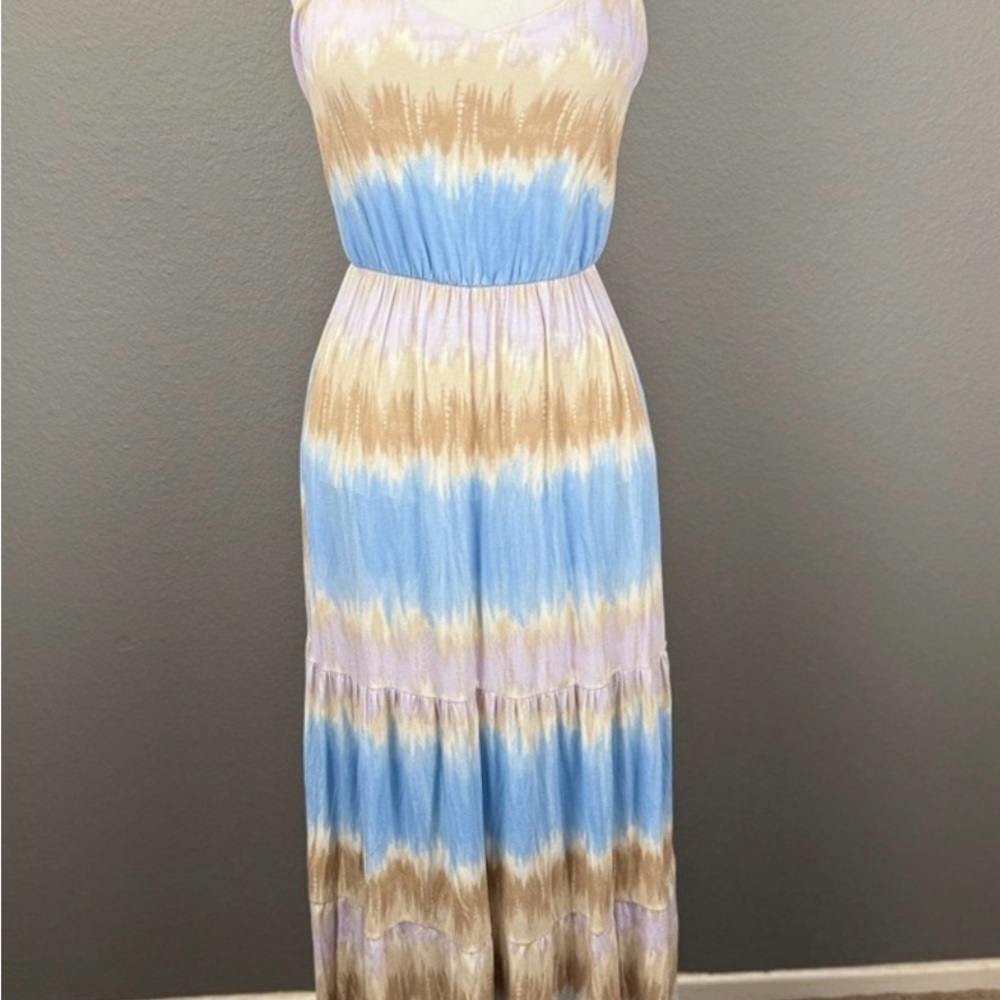 Lush Beige and Light Blue Maxi Dress